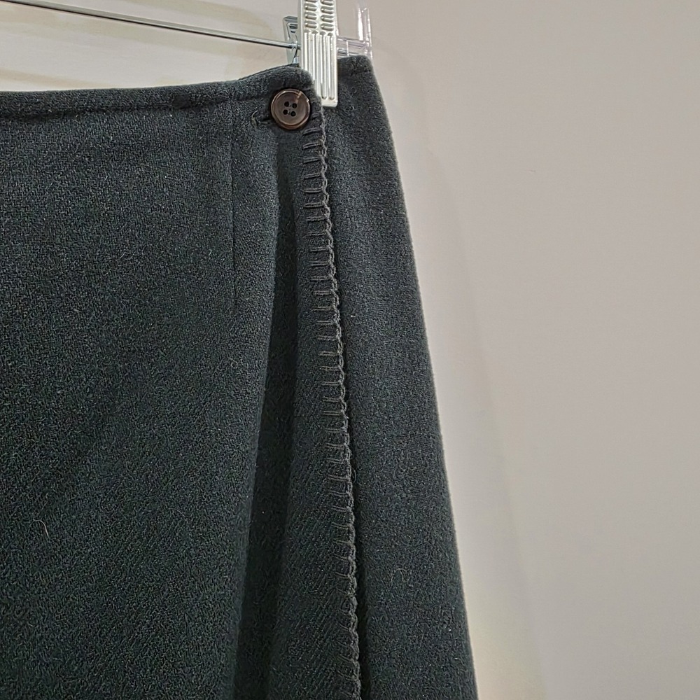 Vintage Talbots Wool Wrap Skirt Size 8 Dark Green Teacher Old Money Academia - Picture 2 of 8